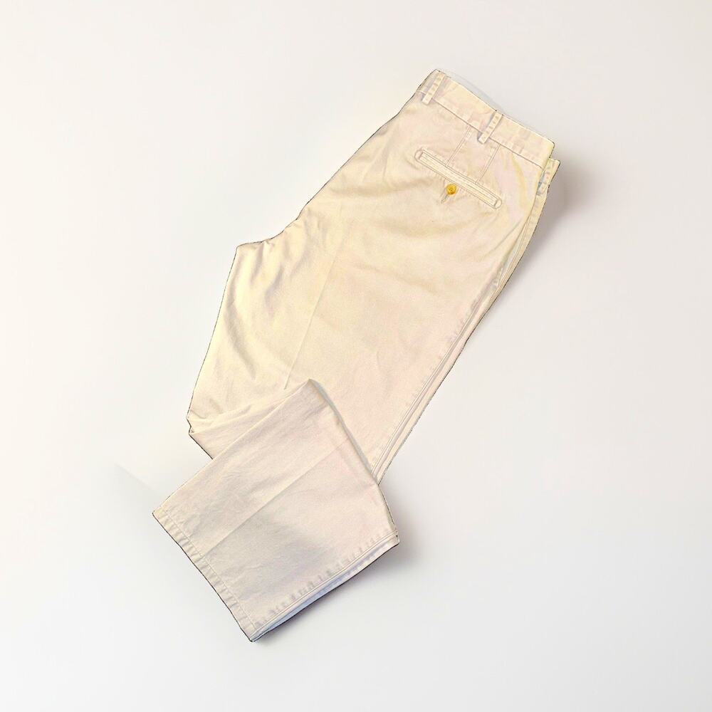 Peter Millar Chino Pants Twill Cotton Beige 36 Regular Straight Flat Front
